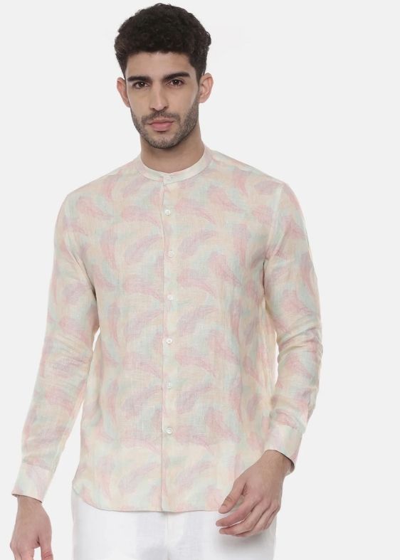 Pink Ivory floral Linen Shirt