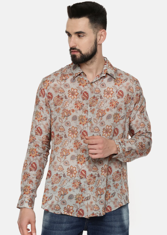Muslin Grey Print Shirt