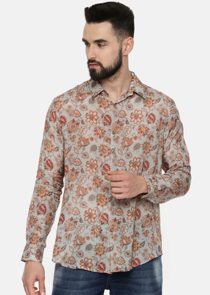 Muslin Grey Print Shirt