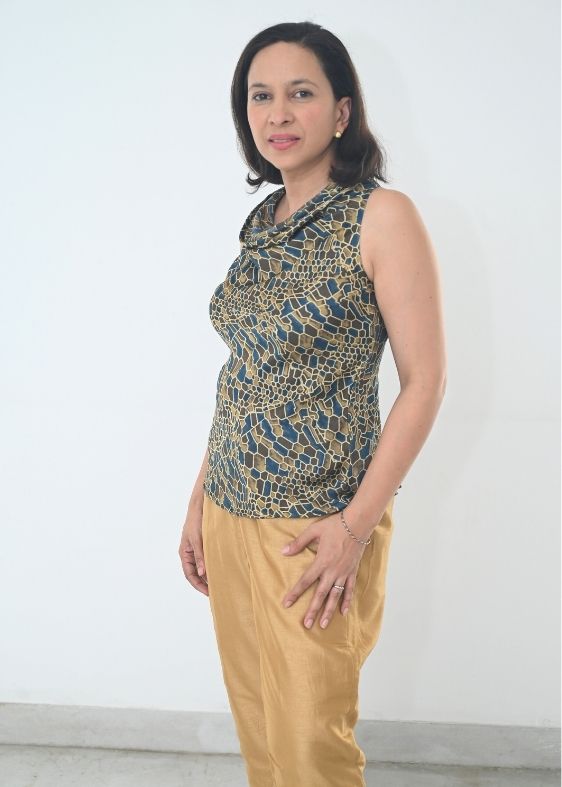 Cowl Blue printed blouse