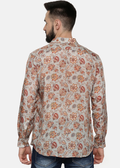 Muslin Grey Print Shirt