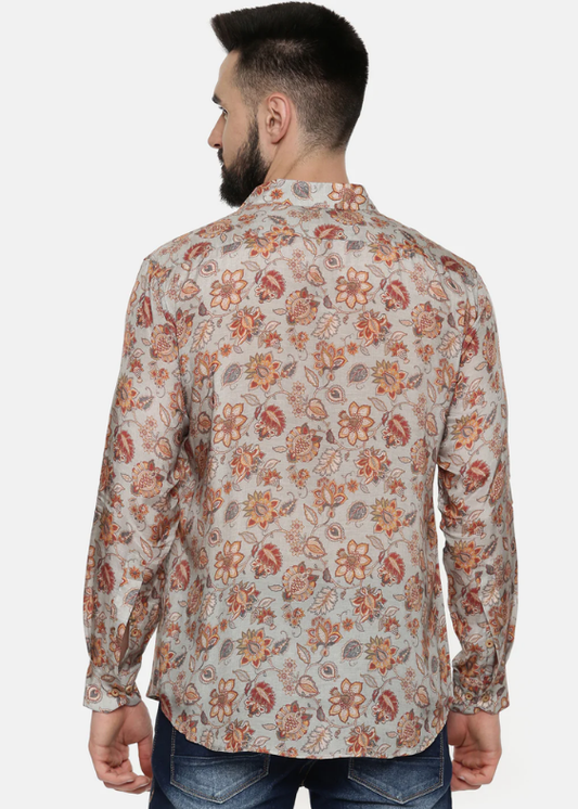 Muslin Grey Print Shirt