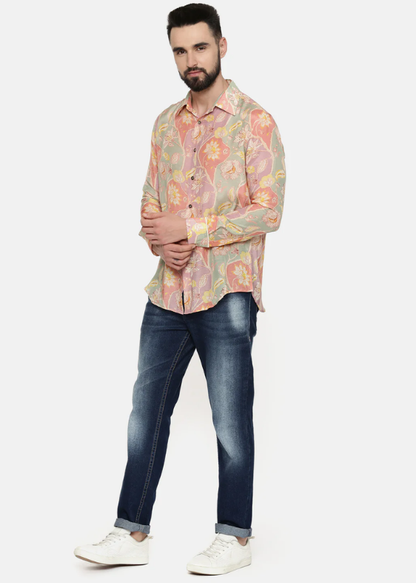 Muslin Pink Org Print Shirt