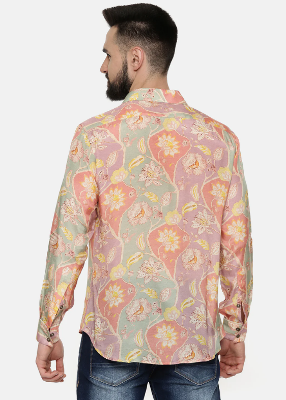 Muslin Pink Org Print Shirt