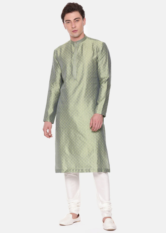 Green Jaquard Kurta Set