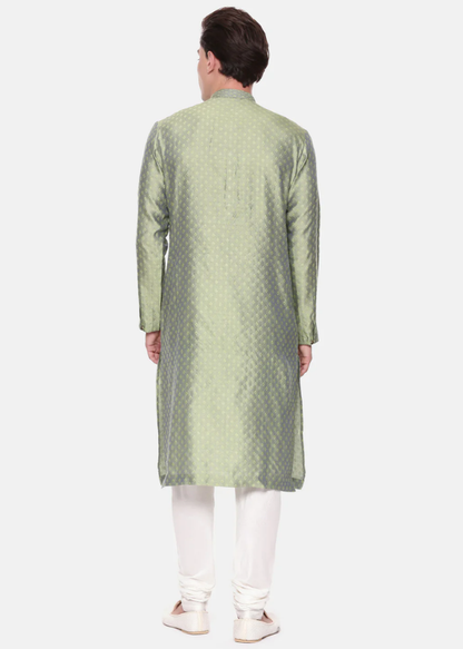 Green Jaquard Kurta Set