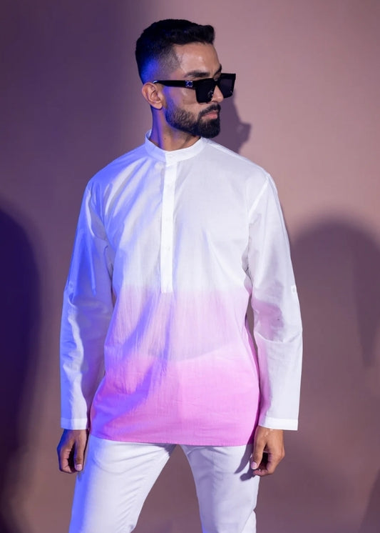 Cotton Ombre Kurta- Pink