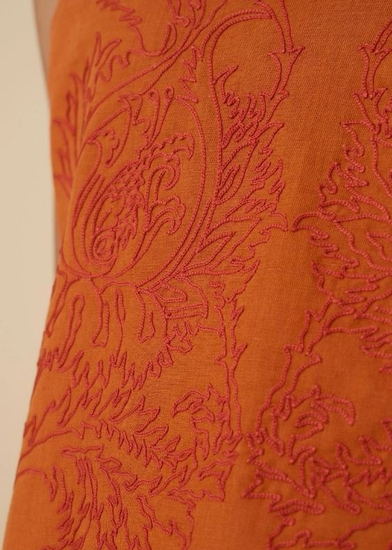 Olena Orange Embroidered Top