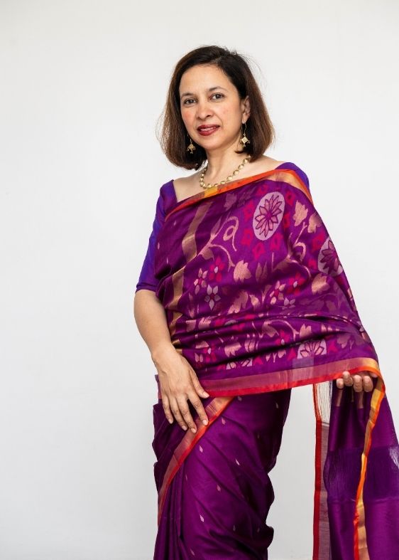 Purple silk jamdani bhoota saree