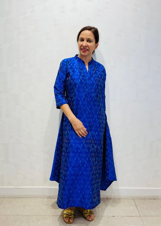 Blue Ikat Kiran Long Kurta
