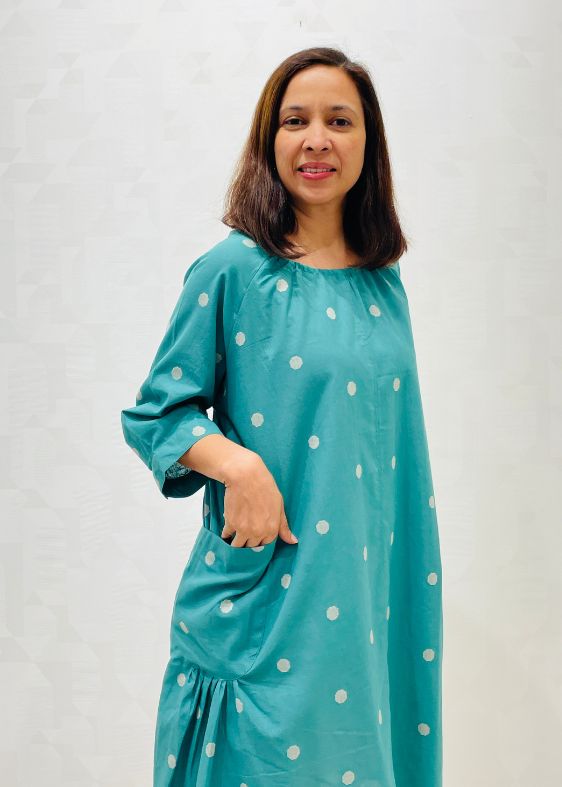 Green Sudha Kavi cotton dress