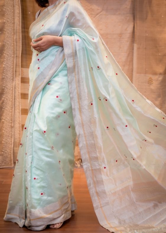 Green Silk Chanderi saree