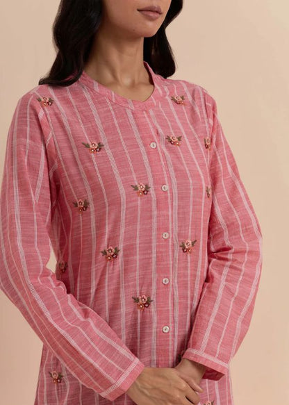 Pink Stripes Embroidery Tunic- SS 2327