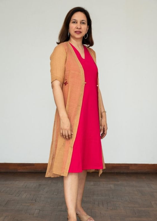 Beige Porgai Embroidered Overlay Jacket