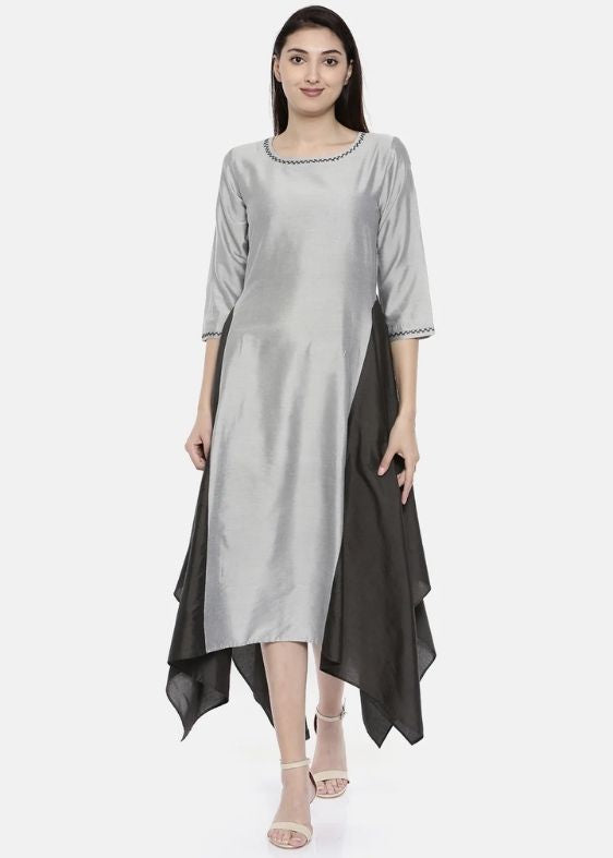 Silver Grey Fish Tail Dress-AS0110