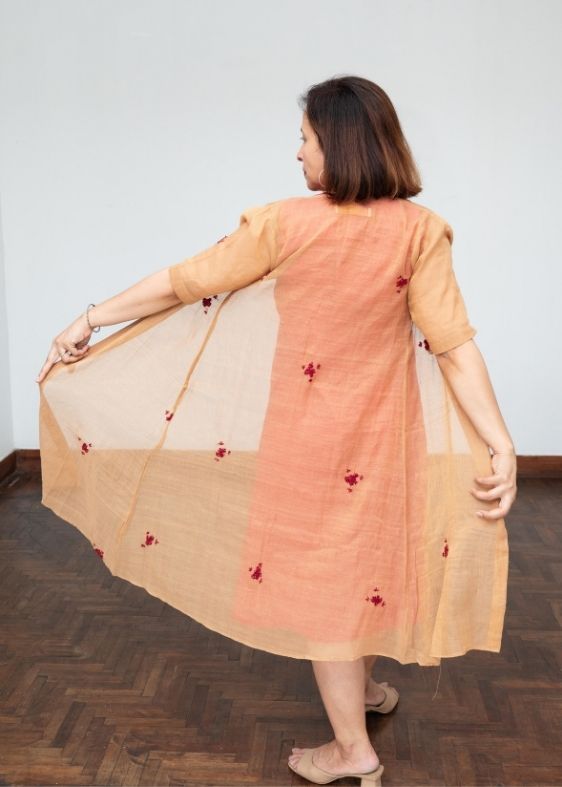 Beige Porgai Embroidered Overlay Jacket