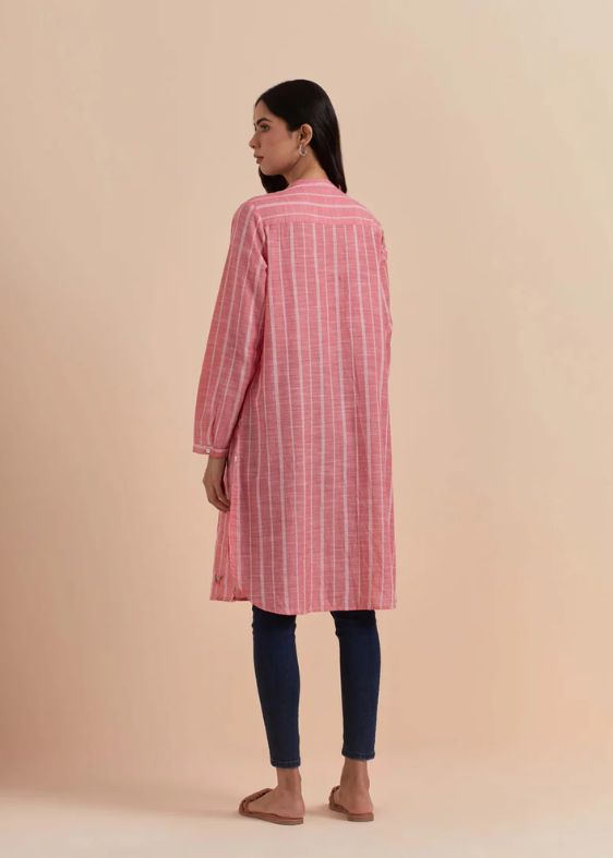 Pink Stripes Embroidery Tunic- SS 2327