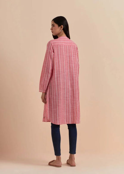 Pink Stripes Embroidery Tunic- SS 2327