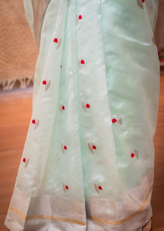Green Silk Chanderi saree
