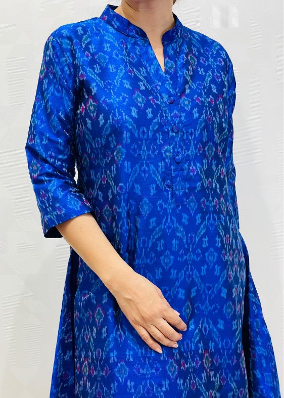 Blue Ikat Kiran Long Kurta