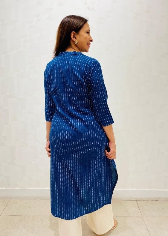 Blue and white Dots Long Kurta