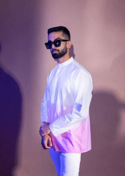Cotton Ombre Kurta- Pink