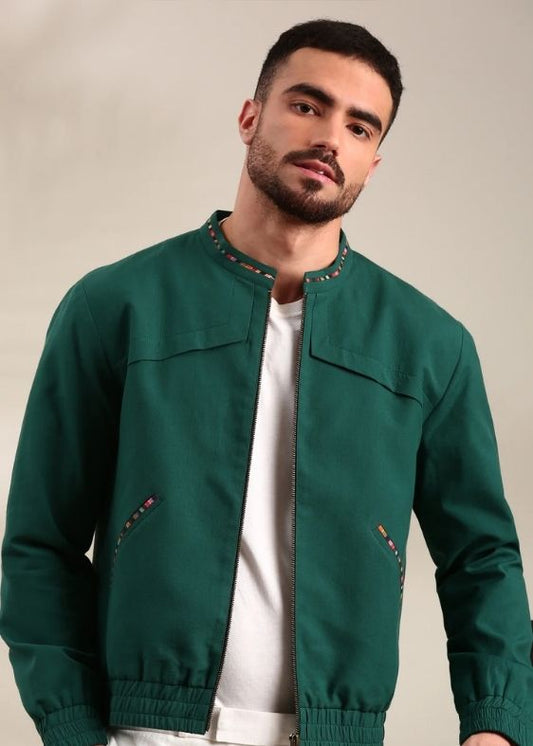 Blue Cotton Bomber Jacket - MMBJ026