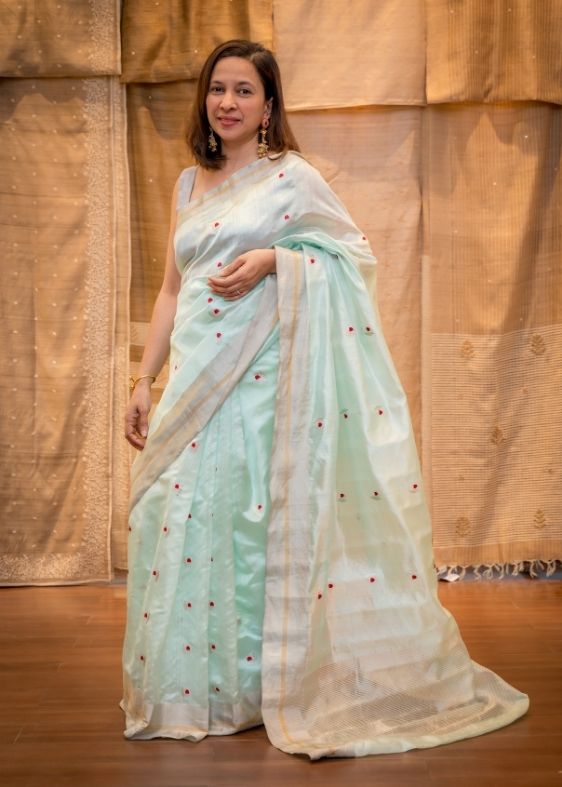 Green Silk Chanderi saree