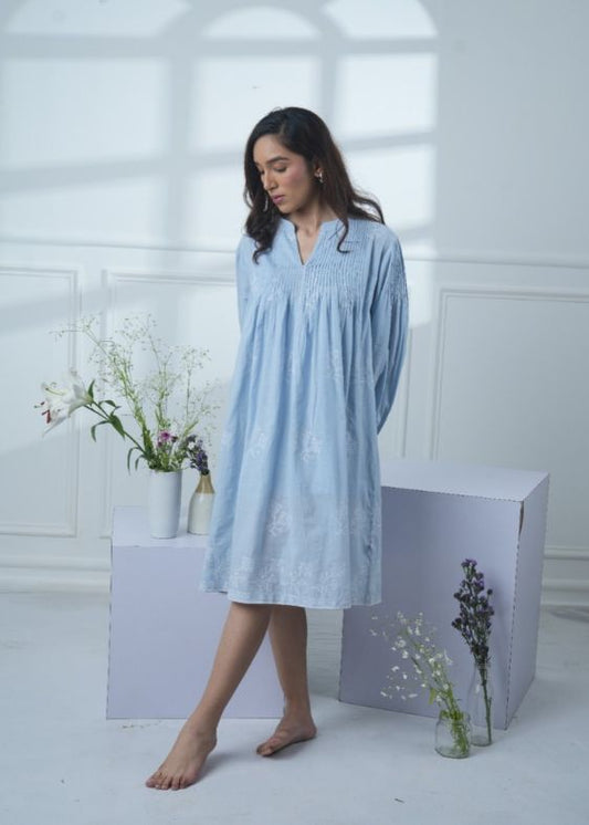 Blue Embroidery Dress- SS 2443