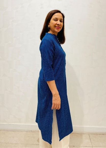 Blue and white Dots Long Kurta
