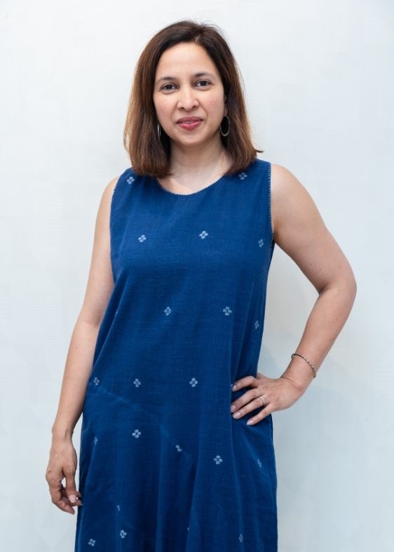 Blue Jamdani Cotton Sleeveless Dress