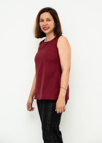 Red and Black Blouse