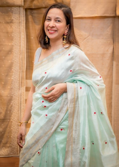 Green Silk Chanderi saree