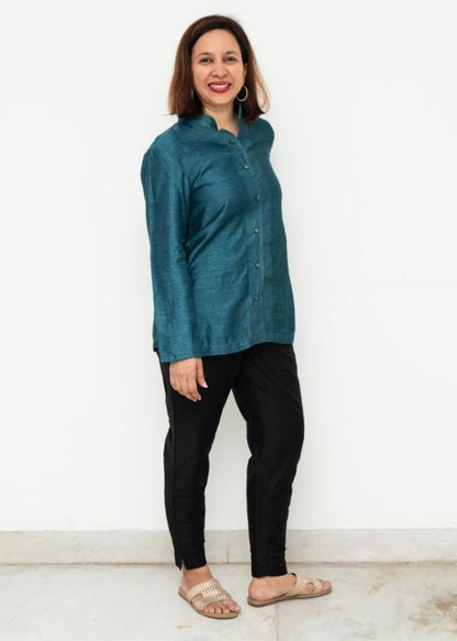 Blue tussar Jacket