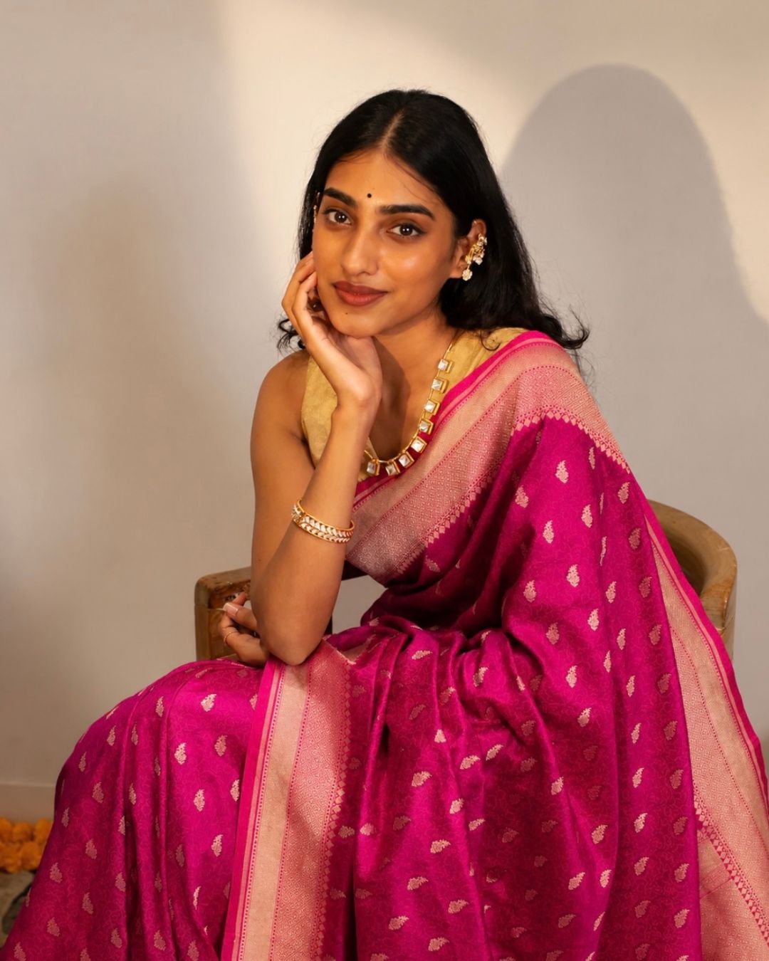 Pink Tanchoi Banarasi Silk Saree
