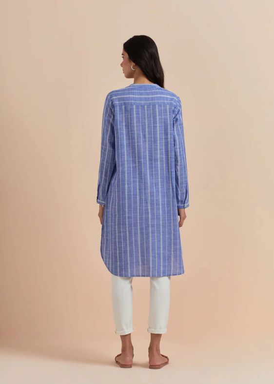 Blue Stripes Embroidery Tunic- SS 2327