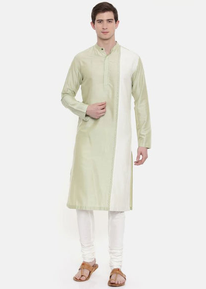 Green Ivory Silk blend kurta set