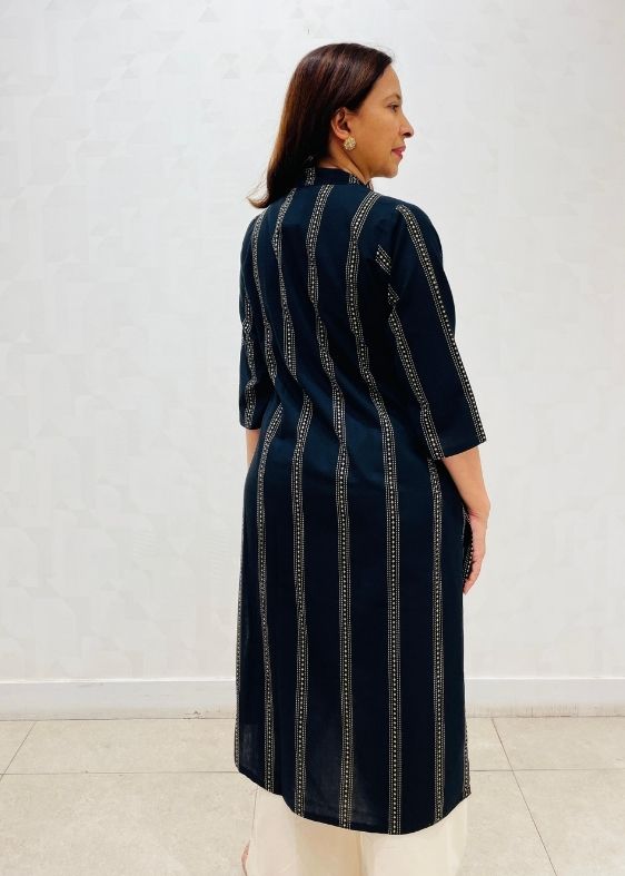Blue Black dots Long Kurta