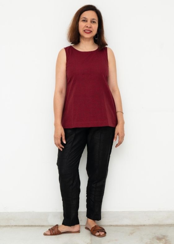 Red and Black Blouse
