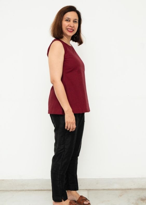 Red and Black Blouse