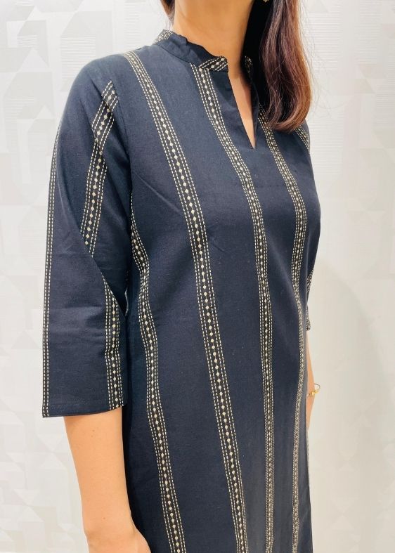 Blue Black dots Long Kurta
