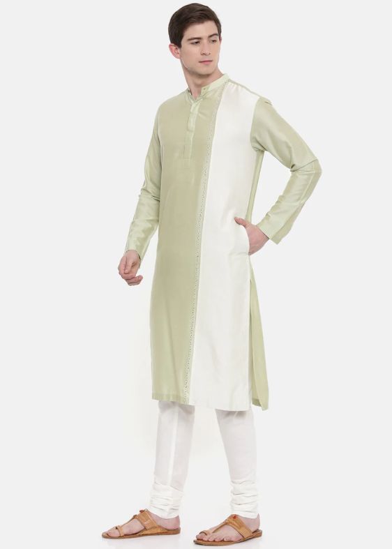 Green Ivory Silk blend kurta set