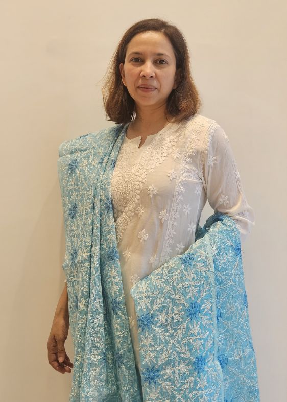 Blue Kota Chikankari Dupatta