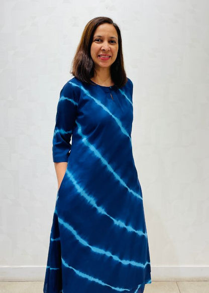 vy blue tie and dye ethnic cotton dress