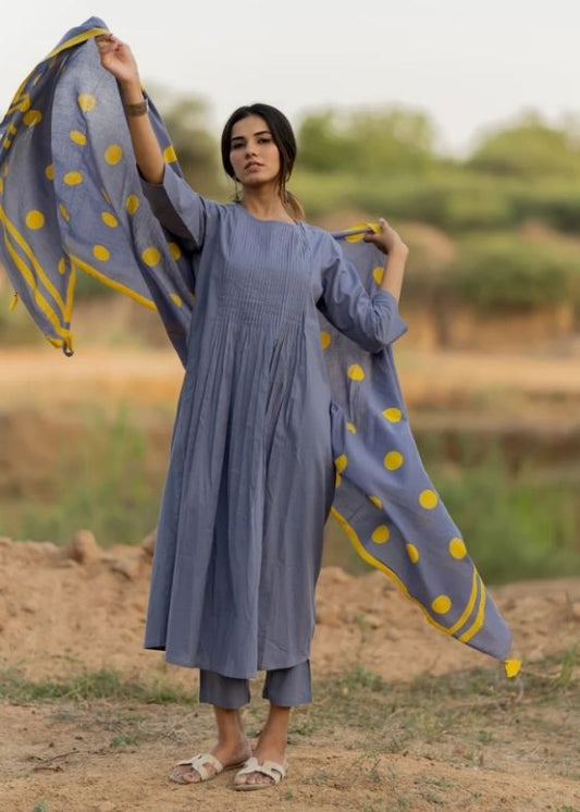 Iris Blue Kurta Set with Dupatta