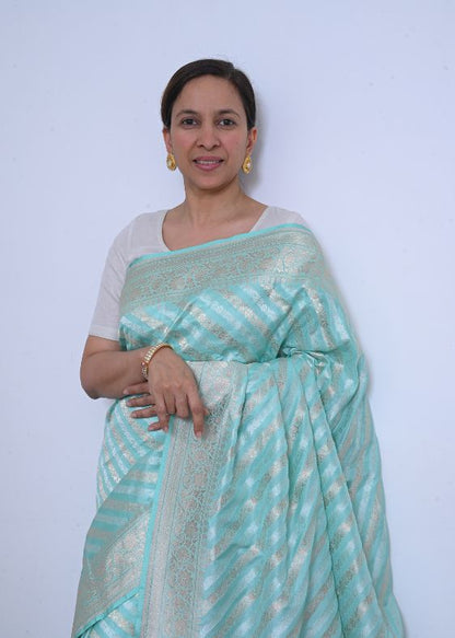 Blue Silk Banarasi Saree