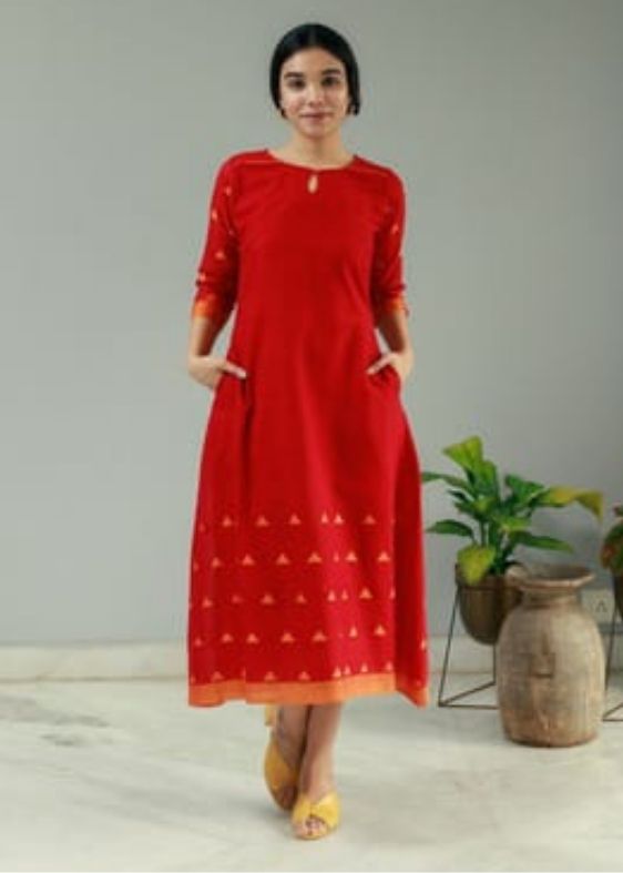 Red triangle buti dress - samasta.in #