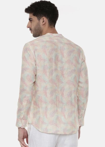 Pink Ivory floral Linen Shirt