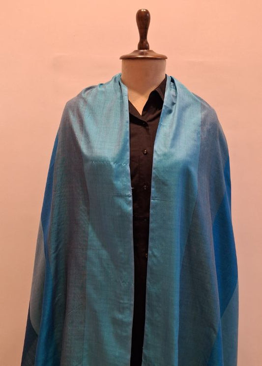 Blue Shaded Silk Cotton Stole