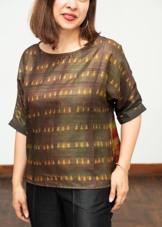 Brown Shibori Blouse